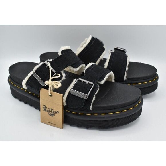 Dr Martens Mens Size 14 Myles Black Suede Buckle Slide‎ Sandals Shoes main image 4
